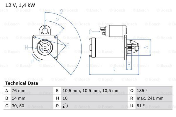 BOSCH Стартер 0 986 014 600