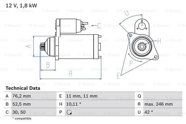 BOSCH Стартер 0 986 016 980