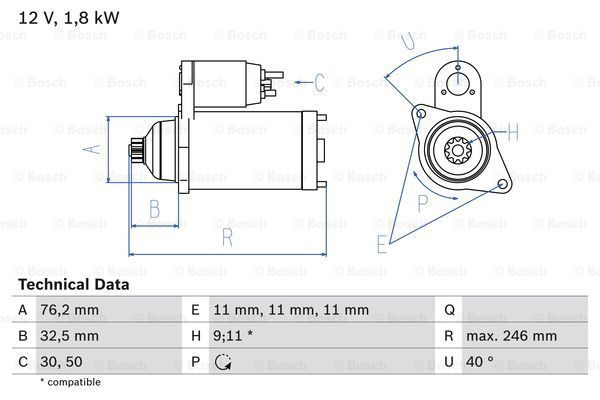 BOSCH Стартер 0 986 017 000