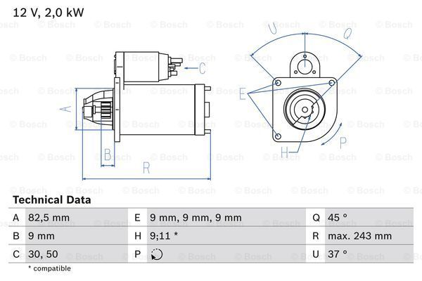 BOSCH Стартер 0 986 017 790