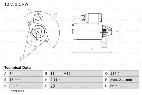 BOSCH Стартер 0 986 018 480