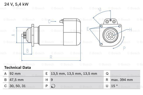 BOSCH starteris 0 986 019 000