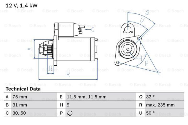 BOSCH starteris 0 986 019 840