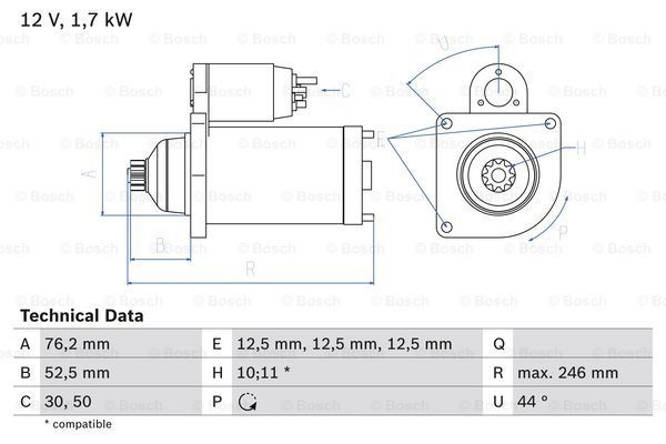 BOSCH Стартер 0 986 020 250