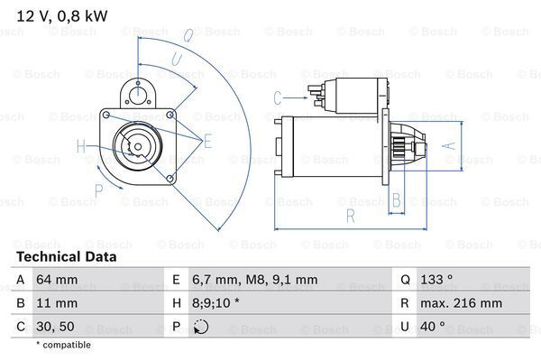 BOSCH starteris 0 986 021 590