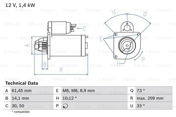 BOSCH Стартер 0 986 022 121