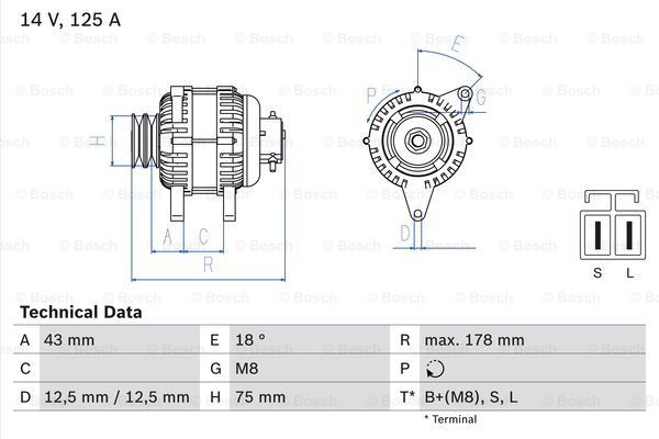 BOSCH kintamosios srovės generatorius 0 986 045 611