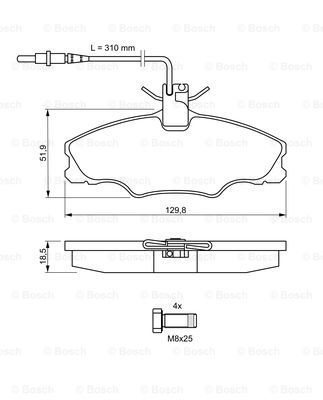 BOSCH Комплект тормозных колодок, дисковый тормоз 0 986 424 227