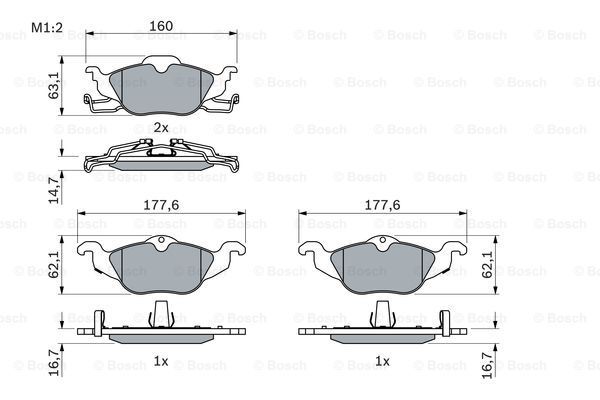 BOSCH stabdžių trinkelių rinkinys, diskinis stabdys 0 986 424 456