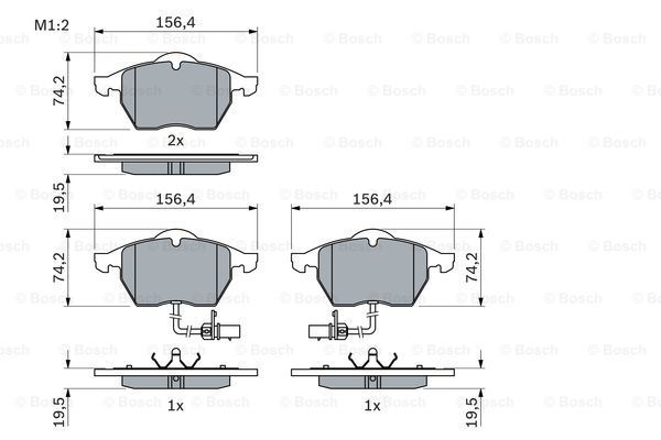 BOSCH Комплект тормозных колодок, дисковый тормоз 0 986 424 482