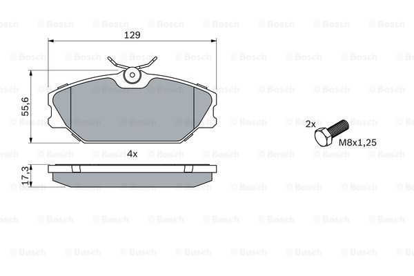 BOSCH Комплект тормозных колодок, дисковый тормоз 0 986 424 533