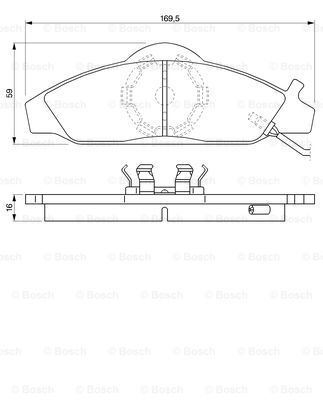 BOSCH Комплект тормозных колодок, дисковый тормоз 0 986 424 551