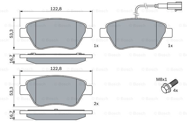 BOSCH Комплект тормозных колодок, дисковый тормоз 0 986 424 597