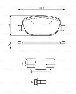 BOSCH stabdžių trinkelių rinkinys, diskinis stabdys 0 986 424 775