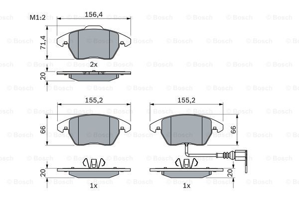 BOSCH stabdžių trinkelių rinkinys, diskinis stabdys 0 986 424 797