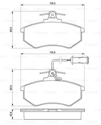 BOSCH stabdžių trinkelių rinkinys, diskinis stabdys 0 986 466 693