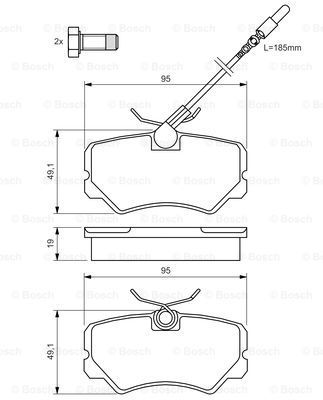 BOSCH Комплект тормозных колодок, дисковый тормоз 0 986 492 090