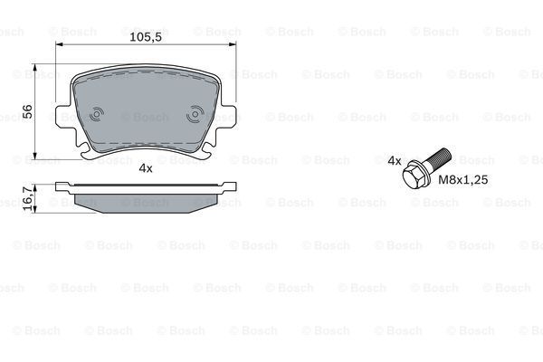 BOSCH Комплект тормозных колодок, дисковый тормоз 0 986 494 053