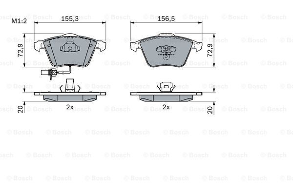 BOSCH stabdžių trinkelių rinkinys, diskinis stabdys 0 986 494 104