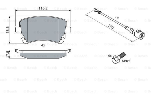 BOSCH stabdžių trinkelių rinkinys, diskinis stabdys 0 986 494 108