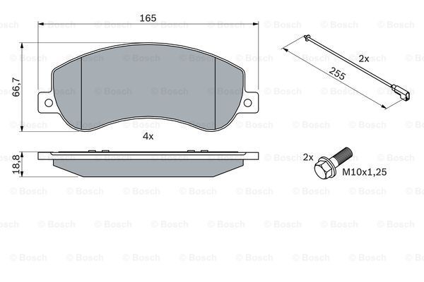 BOSCH stabdžių trinkelių rinkinys, diskinis stabdys 0 986 494 170