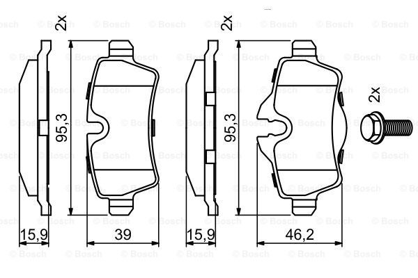 BOSCH Комплект тормозных колодок, дисковый тормоз 0 986 494 242