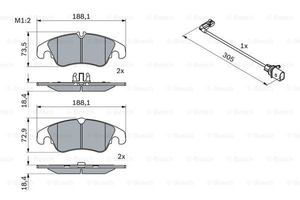 BOSCH stabdžių trinkelių rinkinys, diskinis stabdys 0 986 494 259