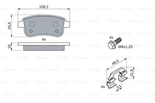 BOSCH Комплект тормозных колодок, дисковый тормоз 0 986 494 384