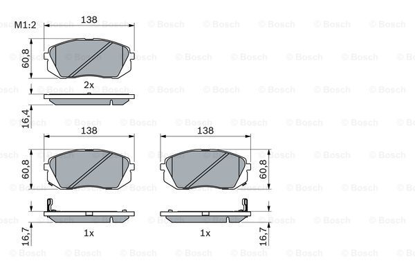 BOSCH stabdžių trinkelių rinkinys, diskinis stabdys 0 986 494 422