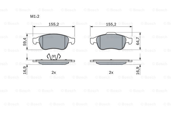 BOSCH stabdžių trinkelių rinkinys, diskinis stabdys 0 986 494 441