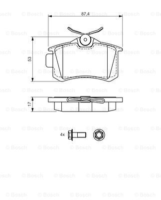 BOSCH stabdžių trinkelių rinkinys, diskinis stabdys 0 986 494 515