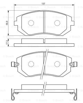 BOSCH Комплект тормозных колодок, дисковый тормоз 0 986 494 558