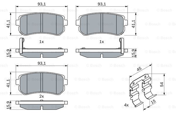 BOSCH Комплект тормозных колодок, дисковый тормоз 0 986 494 627