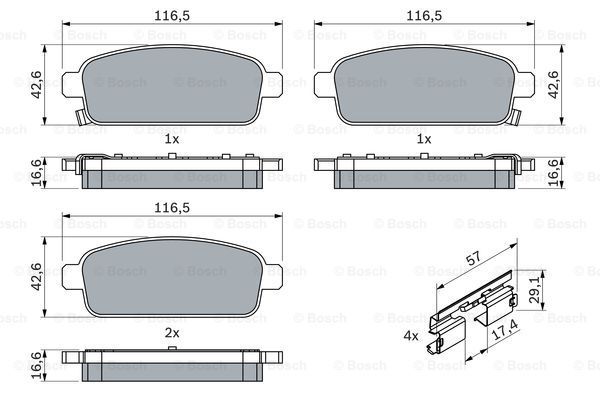 BOSCH Комплект тормозных колодок, дисковый тормоз 0 986 494 634