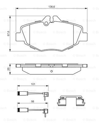 BOSCH stabdžių trinkelių rinkinys, diskinis stabdys 0 986 494 647