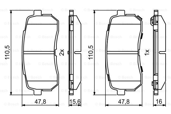 BOSCH Комплект тормозных колодок, дисковый тормоз 0 986 494 828