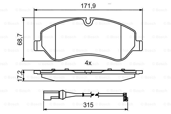 BOSCH stabdžių trinkelių rinkinys, diskinis stabdys 0 986 494 844