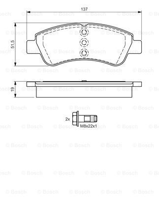 BOSCH stabdžių trinkelių rinkinys, diskinis stabdys 0 986 495 051