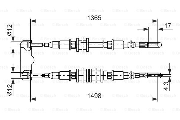 BOSCH Тросик, cтояночный тормоз 1 987 477 130