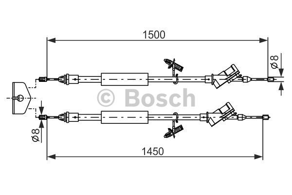 BOSCH Тросик, cтояночный тормоз 1 987 477 222