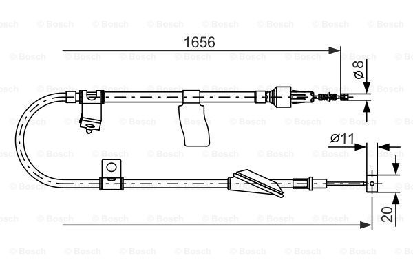 BOSCH Тросик, cтояночный тормоз 1 987 477 610