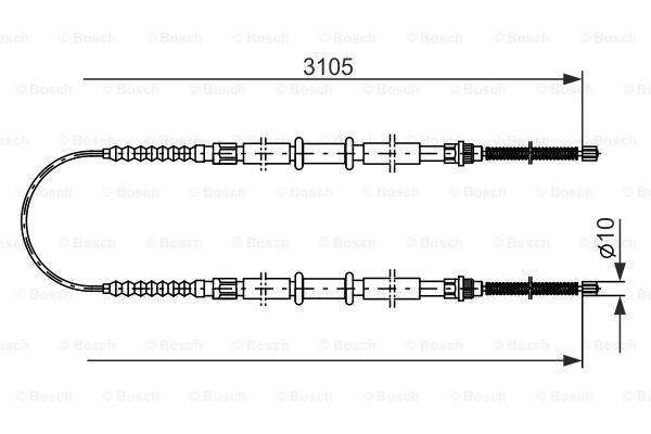 BOSCH trosas, stovėjimo stabdys 1 987 477 989