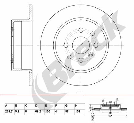 BRECK Тормозной диск BR 019 SA100