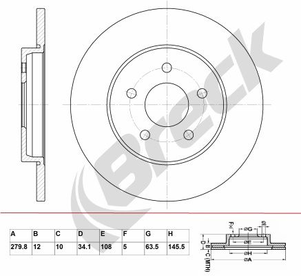 BRECK Тормозной диск BR 025 SA100