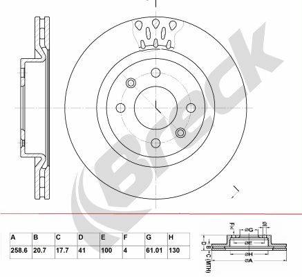 BRECK Тормозной диск BR 304 VA100