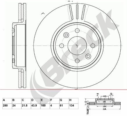 BRECK Тормозной диск BR 308 VA100