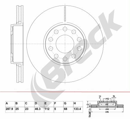 BRECK Тормозной диск BR 336 VA100