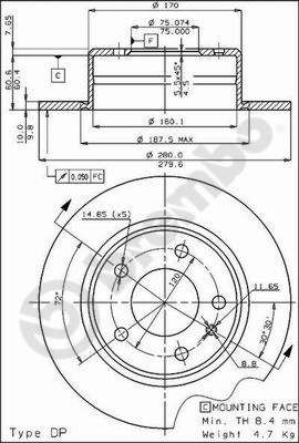 BRECO Тормозной диск BS 7221