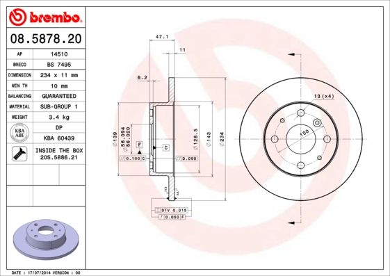 BREMBO Тормозной диск 08.5878.20