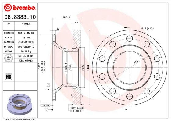 BREMBO stabdžių diskas 08.8383.10